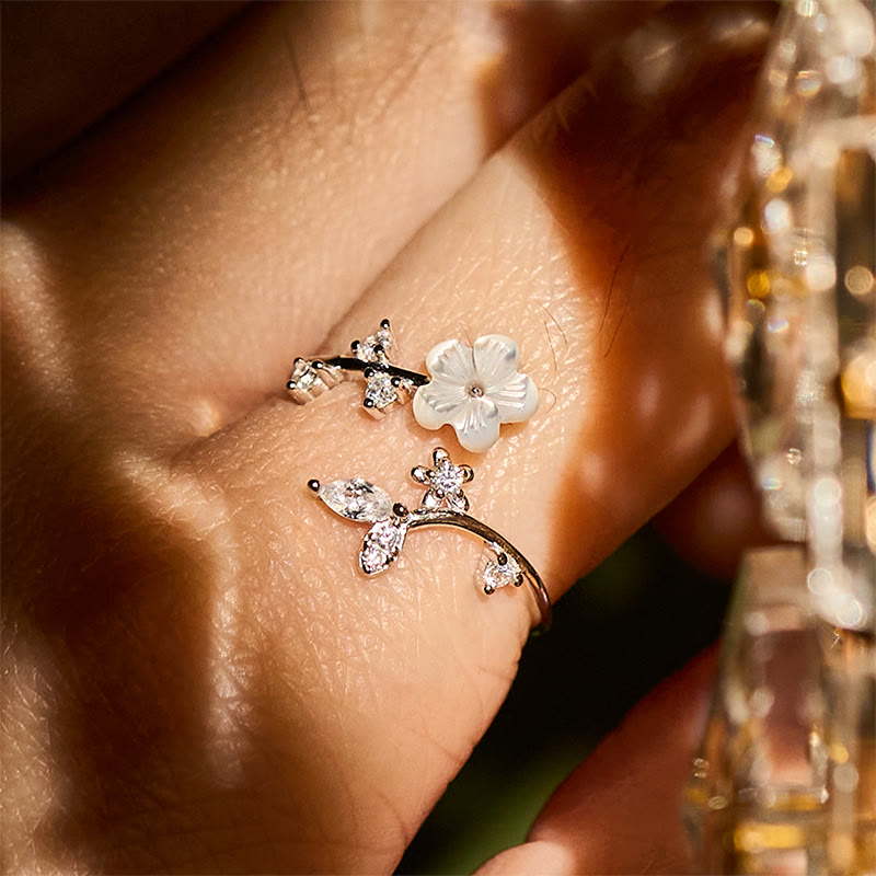 Buddha Stones 925 Sterling Silver White Flower Design Adjustable Blessing Ring - image 16