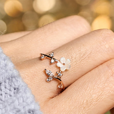 Buddha Stones 925 Sterling Silver White Flower Design Adjustable Blessing Ring - image 3