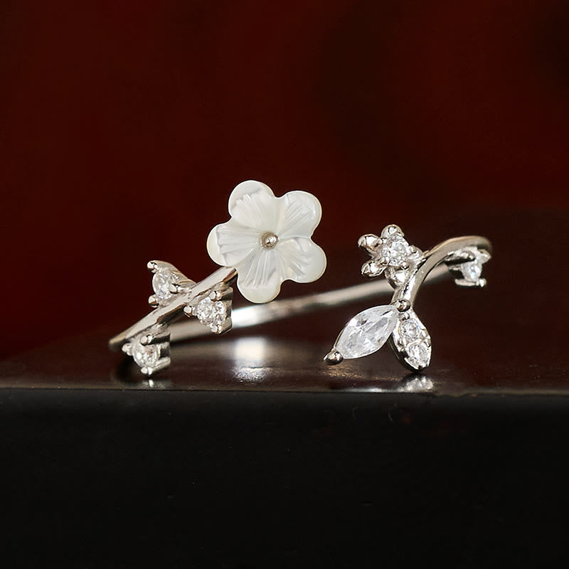 Buddha Stones 925 Sterling Silver White Flower Design Adjustable Blessing Ring - image 11