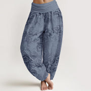 Foviel Baumwolle Casual Blütenblätter Design Damen elastische Taille Harem Hose