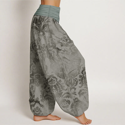 Buddha Stones Cotton Casual Flower Leaves Design Women's Elastic Waist Harem Pants - image 8