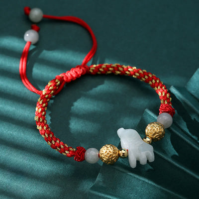 Buddha Stones Chinese Zodiac Jade Silver Beads Year Of The Horse Red String Luck Bracelet - Tiger(Wrist Circumference: 14-20 cm) - image 9