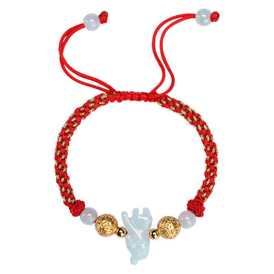 Buddha Stones Chinese Zodiac Jade Silver Beads Year Of The Horse Red String Luck Bracelet - image 13