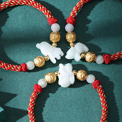 Buddha Stones Chinese Zodiac Jade Silver Beads Year Of The Horse Red String Luck Bracelet - image 25