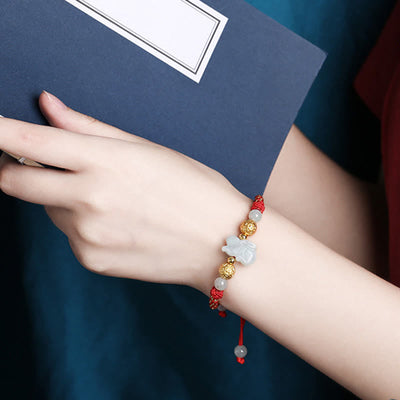 Buddha Stones Chinese Zodiac Jade Silver Beads Year Of The Horse Red String Luck Bracelet - image 15