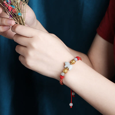 Buddha Stones Chinese Zodiac Jade Silver Beads Year Of The Horse Red String Luck Bracelet - image 19