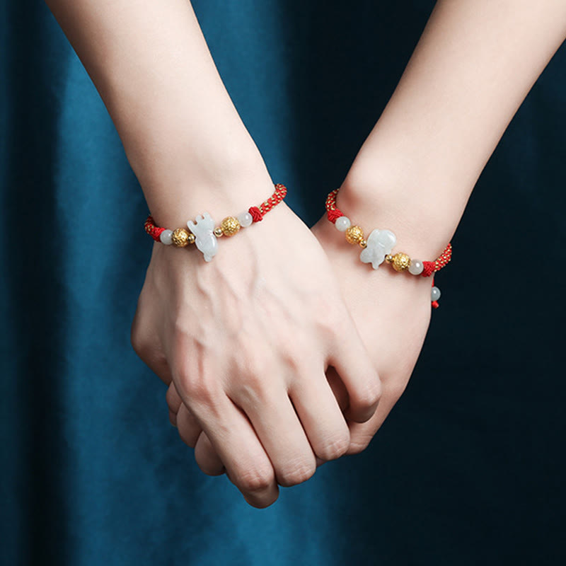 Buddha Stones Chinese Zodiac Jade Silver Beads Year Of The Horse Red String Luck Bracelet - image 28