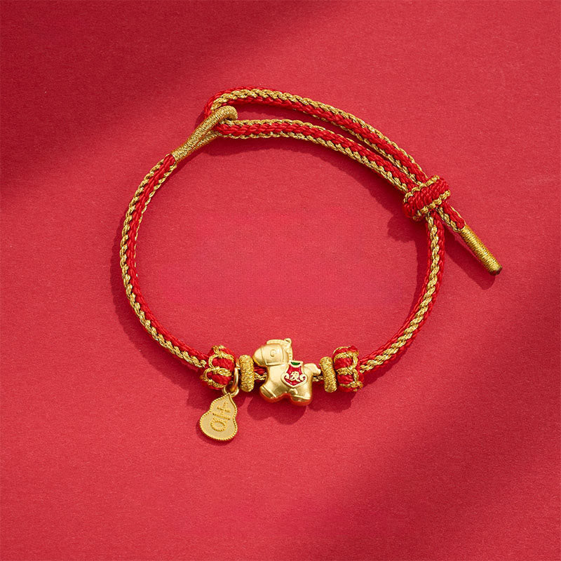 Buddha Stones Year Of The Horse Red String Copper Braided Luck Bracelet - Red String(Wrist Circumference: 14-23 cm) - image 0