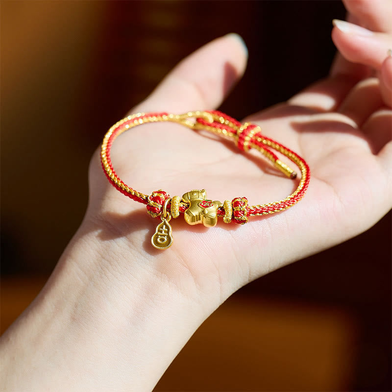Buddha Stones Year Of The Horse Red String Copper Braided Luck Bracelet - image 3