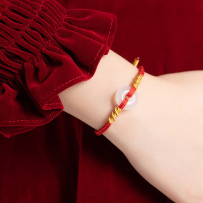 Buddha Stones White Chalcedony Peace Buckle Connection Rope Knot Bracelet - image 4