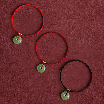 Buddha Stones Natural Hetian Jade Peace Buckle String Abundance Bracelet Anklet - image 13
