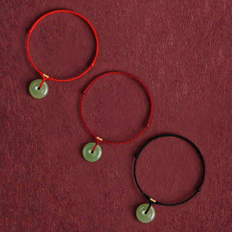 Buddha Stones Natural Hetian Jade Peace Buckle String Abundance Bracelet Anklet - image 13
