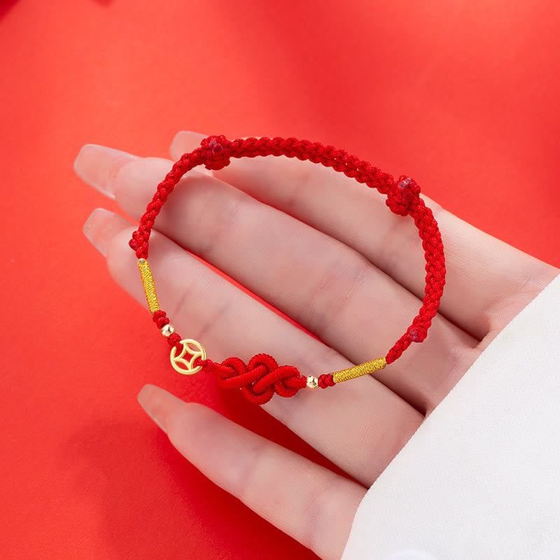 Buddha Stones Ruyi Knot Copper Coin Braided Protection Bracelet - image 3