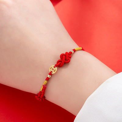 Buddha Stones Ruyi Knot Copper Coin Braided Protection Bracelet - image 4