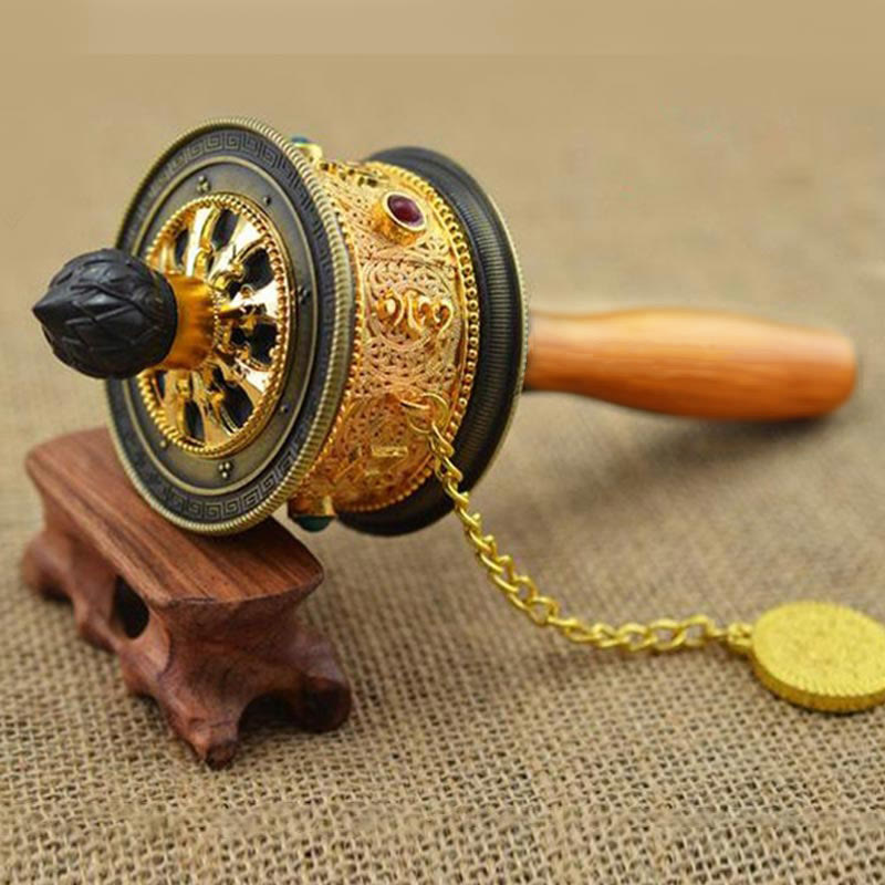 Buddha Stones Tibetan Lucky Prayer Wheel Decoration - 1 - image 1