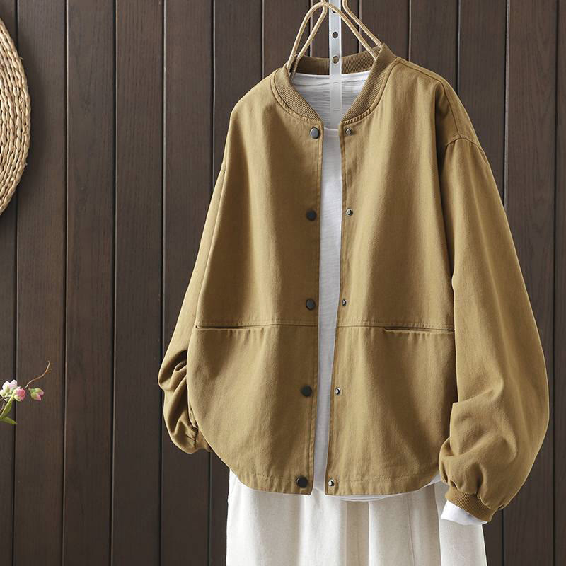 Buddha Stones Fall Button Down Women's Cotton Long Sleeve Outerwear Jacket With Pockets - PaleGoldenrod - US14，UK/AU18，EU46 (2XL) - image 19