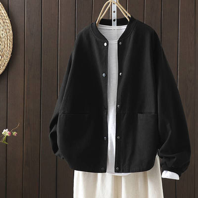Buddha Stones Fall Button Down Women's Cotton Long Sleeve Outerwear Jacket With Pockets - Black - US14，UK/AU18，EU46 (2XL) - image 25