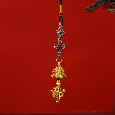 Buddha Stones Vajra Enlightenment Rope Key Chain - Gold - image 2