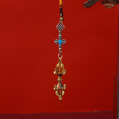 Buddha Stones Vajra Enlightenment Rope Key Chain - Antique Gold - image 0