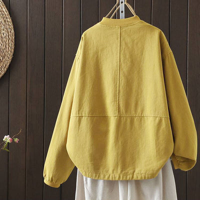 Buddha Stones Fall Button Down Women's Cotton Long Sleeve Outerwear Jacket With Pockets - image 8