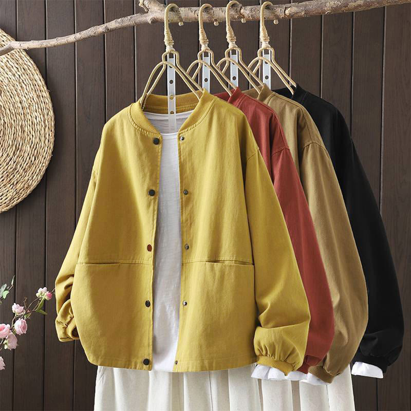 Buddha Stones Fall Button Down Women's Cotton Long Sleeve Outerwear Jacket With Pockets - image 1