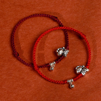 Buddha Stones 999 Sterling Silver Year Of The Horse 925 Sterling Silver Bell String Luck Child Adult Bracelet Anklet - image 21