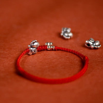 Buddha Stones 999 Sterling Silver Year Of The Horse 925 Sterling Silver Bell String Luck Child Adult Bracelet Anklet - image 3