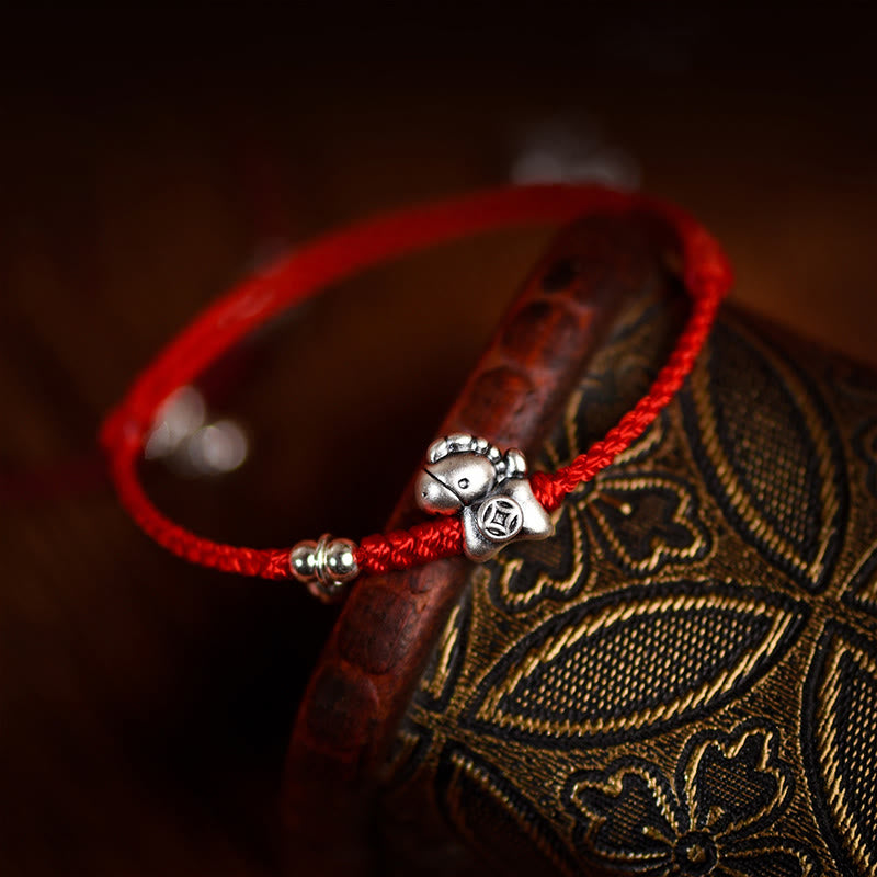 Buddha Stones 999 Sterling Silver Year Of The Horse 925 Sterling Silver Bell String Luck Child Adult Bracelet Anklet - image 8