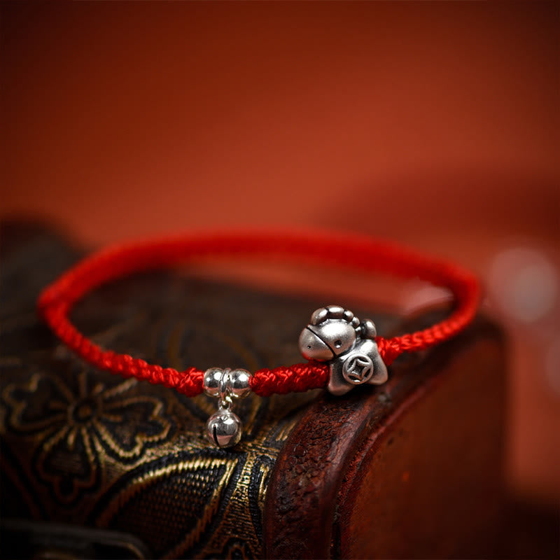 Buddha Stones 999 Sterling Silver Year Of The Horse 925 Sterling Silver Bell String Luck Child Adult Bracelet Anklet - image 9