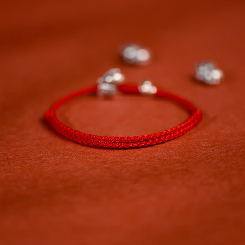 Buddha Stones 999 Sterling Silver Year Of The Horse 925 Sterling Silver Bell String Luck Child Adult Bracelet Anklet - image 2