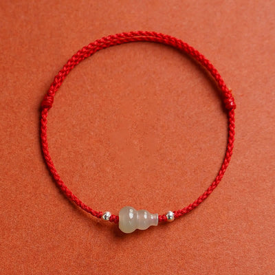 Buddha Stones Gourd Hetian Jade Red String Prosperity Bracelet Anklet - Red String Anklet(Circumference 22-30cm) - image 9