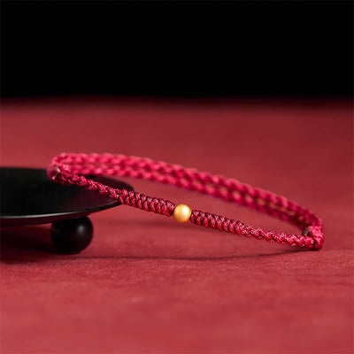 Buddha Stones "A Simple Wish for You" 925 Sterling Silver Plated Gold Single Bead Red Rope Bracelet Anklet Includes Gift Message Card - image 10