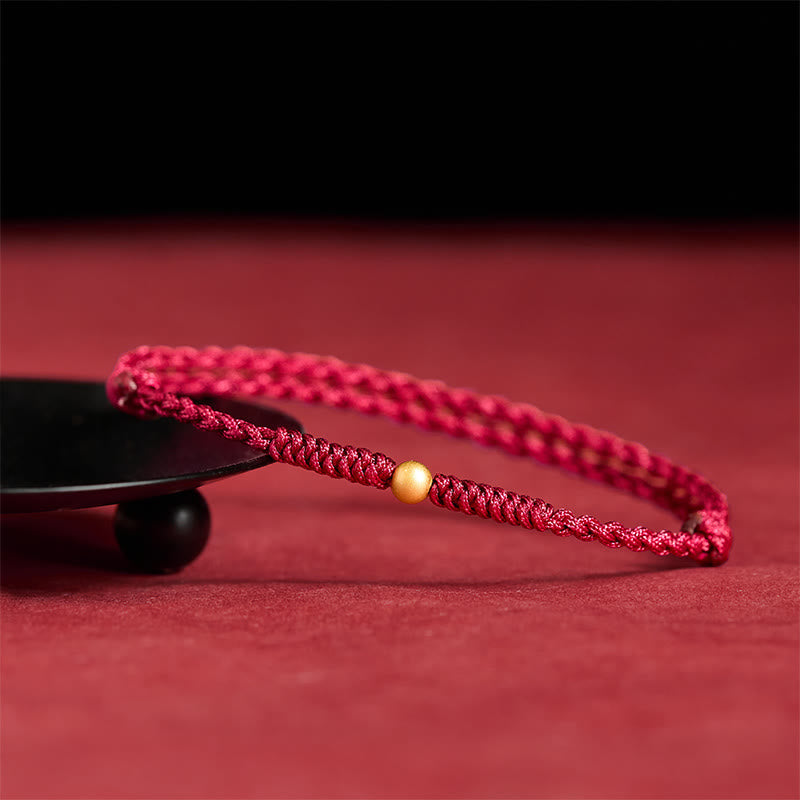 Buddha Stones "A Simple Wish for You" 925 Sterling Silver Plated Gold Single Bead Red Rope Bracelet Anklet Includes Gift Message Card - image 10
