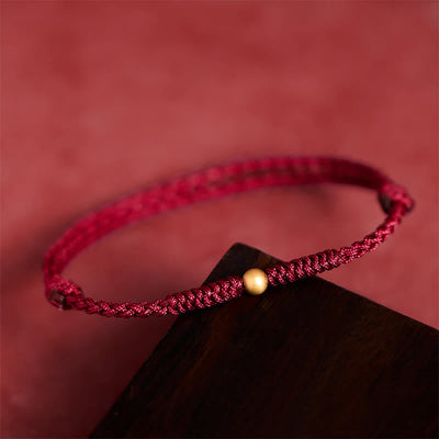 Buddha Stones "A Simple Wish for You" 925 Sterling Silver Plated Gold Single Bead Red Rope Bracelet Anklet Includes Gift Message Card - image 4