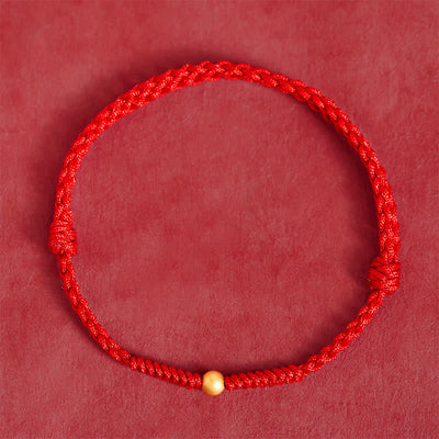 Buddha Stones 925 Sterling Silver Plated Gold Single Bead Strength Braided Red Rope Bracelet Anklet - image 10