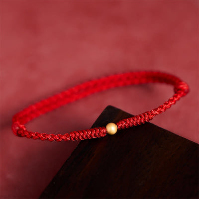 Buddha Stones "A Simple Wish for You" 925 Sterling Silver Plated Gold Single Bead Red Rope Bracelet Anklet Includes Gift Message Card - image 17