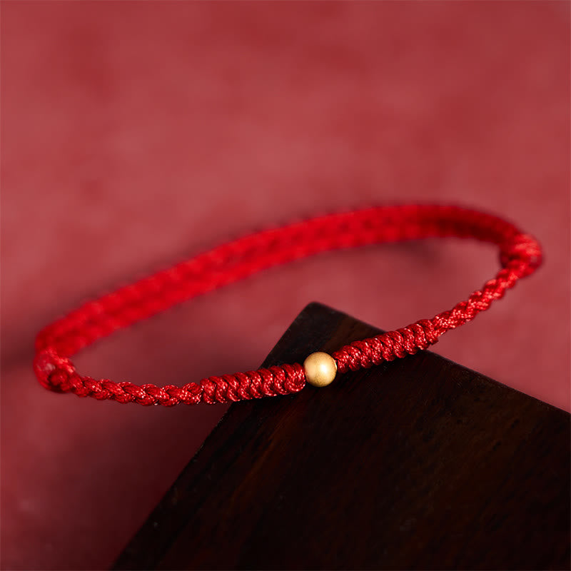 Buddha Stones "A Simple Wish for You" 925 Sterling Silver Plated Gold Single Bead Red Rope Bracelet Anklet Includes Gift Message Card - image 17