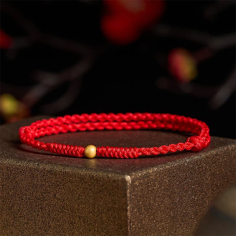 Buddha Stones "A Simple Wish for You" 925 Sterling Silver Plated Gold Single Bead Red Rope Bracelet Anklet Includes Gift Message Card - image 18
