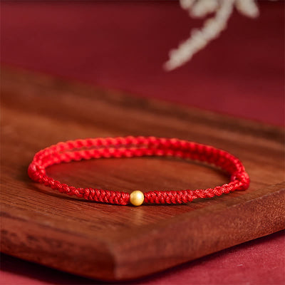 Buddha Stones "A Simple Wish for You" 925 Sterling Silver Plated Gold Single Bead Red Rope Bracelet Anklet Includes Gift Message Card - image 20