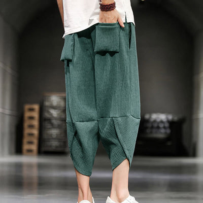 Buddha Stones Summer Solid Men's Cropped Pants With Pockets - image 12