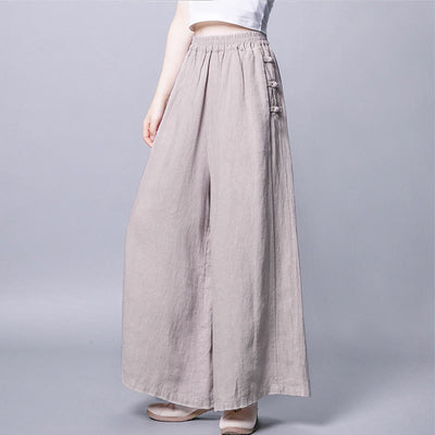 Buddha Stones Casual Frog-Button High Waist Wide Leg Pants With Pockets - image 2