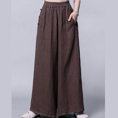 Buddha Stones Casual Frog-Button High Waist Wide Leg Pants With Pockets - image 10