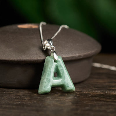 Buddha Stones "May You Find Your Own Meaning" Natural A-Z Letter Jade 925 Sterling Silver Chain Necklace Includes Gift Message Card - image 5