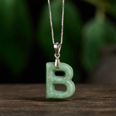 Buddha Stones "May You Find Your Own Meaning" Natural A-Z Letter Jade 925 Sterling Silver Chain Necklace Includes Gift Message Card - image 21
