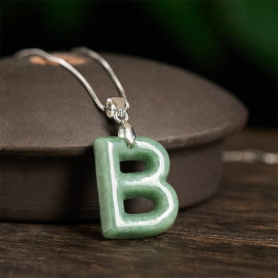 Buddha Stones "May You Find Your Own Meaning" Natural A-Z Letter Jade Titanium Steel Chain Necklace Includes Gift Message Card - image 130