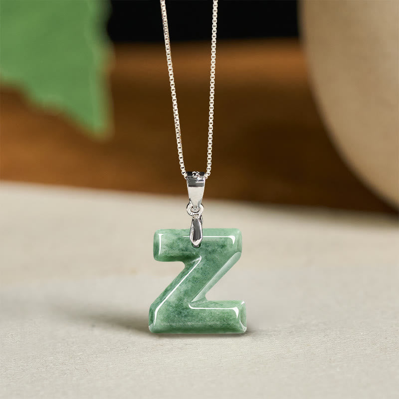 Buddha Stones "May You Find Your Own Meaning" Natural A-Z Letter Jade 925 Sterling Silver Chain Necklace Includes Gift Message Card - image 121