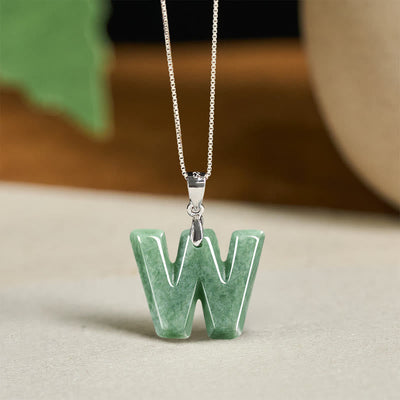 Buddha Stones "May You Find Your Own Meaning" Natural A-Z Letter Jade 925 Sterling Silver Chain Necklace Includes Gift Message Card - image 109