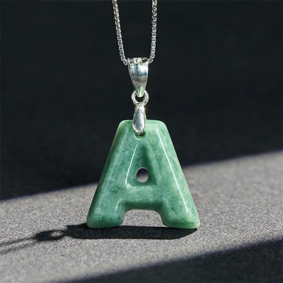 Buddha Stones "May You Find Your Own Meaning" Natural A-Z Letter Jade Titanium Steel Chain Necklace Includes Gift Message Card - image 123