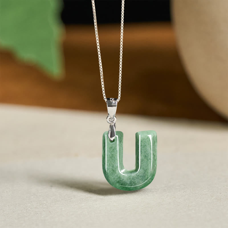 Buddha Stones "May You Find Your Own Meaning" Natural A-Z Letter Jade 925 Sterling Silver Chain Necklace Includes Gift Message Card - image 101