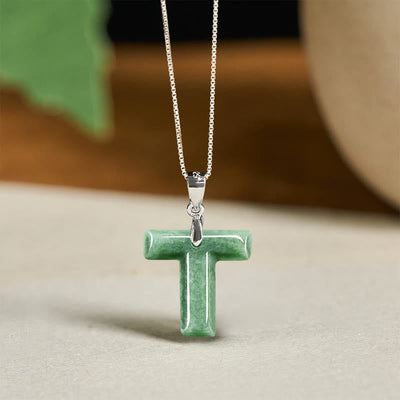Buddha Stones "May You Find Your Own Meaning" Natural A-Z Letter Jade Titanium Steel Chain Necklace Includes Gift Message Card - image 187